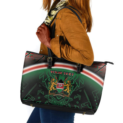 Personalized Kenya Independence Day Leather Tote Bag Tribal Lion 1963 Maasai Beadwork