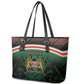 Personalized Kenya Independence Day Leather Tote Bag Tribal Lion 1963 Maasai Beadwork