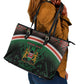 Personalized Kenya Independence Day Leather Tote Bag Tribal Lion 1963 Maasai Beadwork