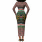 Personalized Kenya Independence Day Long Sleeve Bodycon Dress Tribal Lion 1963 Maasai Beadwork