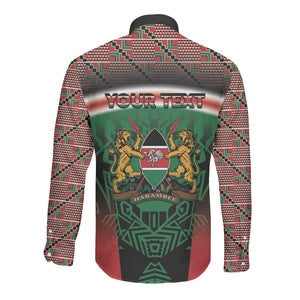 Personalized Kenya Independence Day Long Sleeve Button Shirt Tribal Lion 1963 Maasai Beadwork