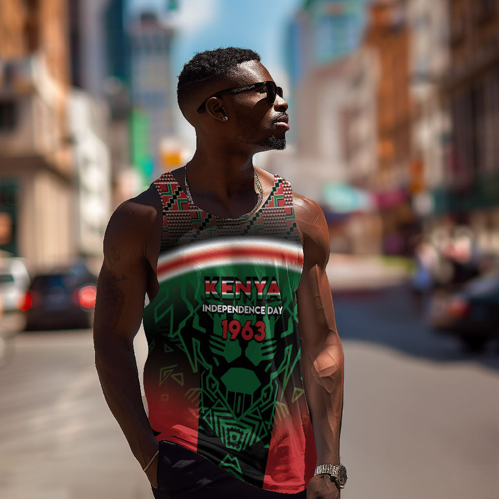 Personalized Kenya Independence Day Men Tank Top Tribal Lion 1963 Maasai Beadwork