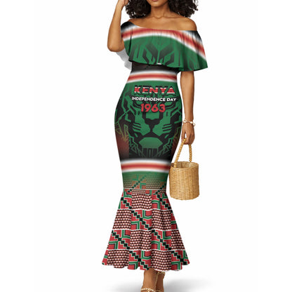 Personalized Kenya Independence Day Mermaid Dress Tribal Lion 1963 Maasai Beadwork