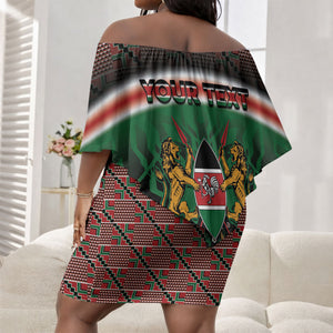 Personalized Kenya Independence Day Off Shoulder Short Dress Tribal Lion 1963 Maasai Beadwork