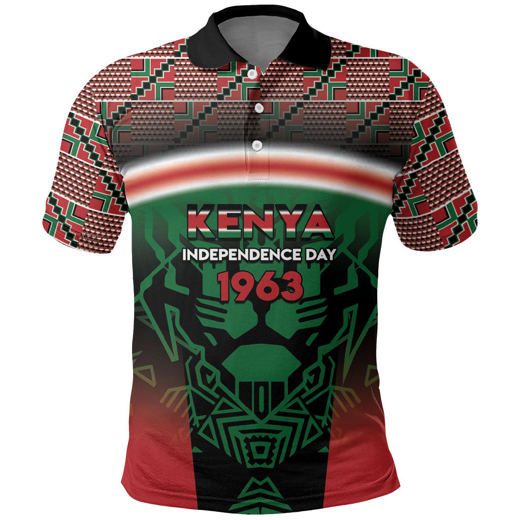 Personalized Kenya Independence Day Polo Shirt Tribal Lion 1963 Maasai Beadwork