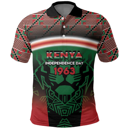 Personalized Kenya Independence Day Polo Shirt Tribal Lion 1963 Maasai Beadwork