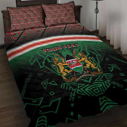Personalized Kenya Independence Day Quilt Bed Set Tribal Lion 1963 Maasai Beadwork