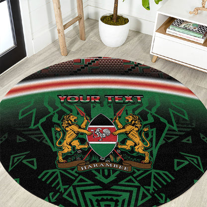 Personalized Kenya Independence Day Round Carpet Tribal Lion 1963 Maasai Beadwork