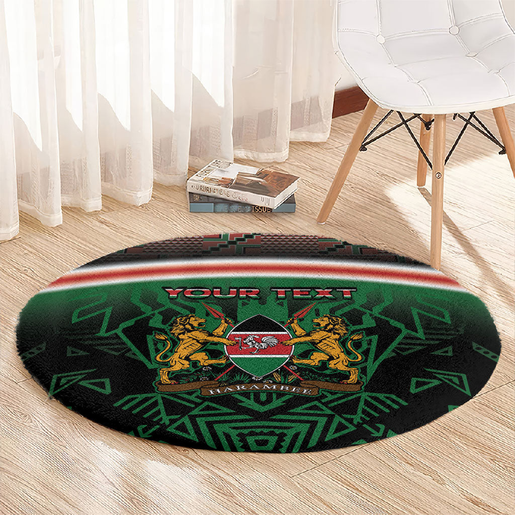 Personalized Kenya Independence Day Round Carpet Tribal Lion 1963 Maasai Beadwork