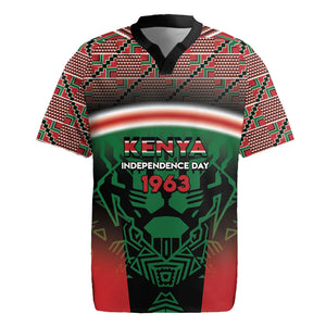 Personalized Kenya Independence Day Rugby Jersey Tribal Lion 1963 Maasai Beadwork