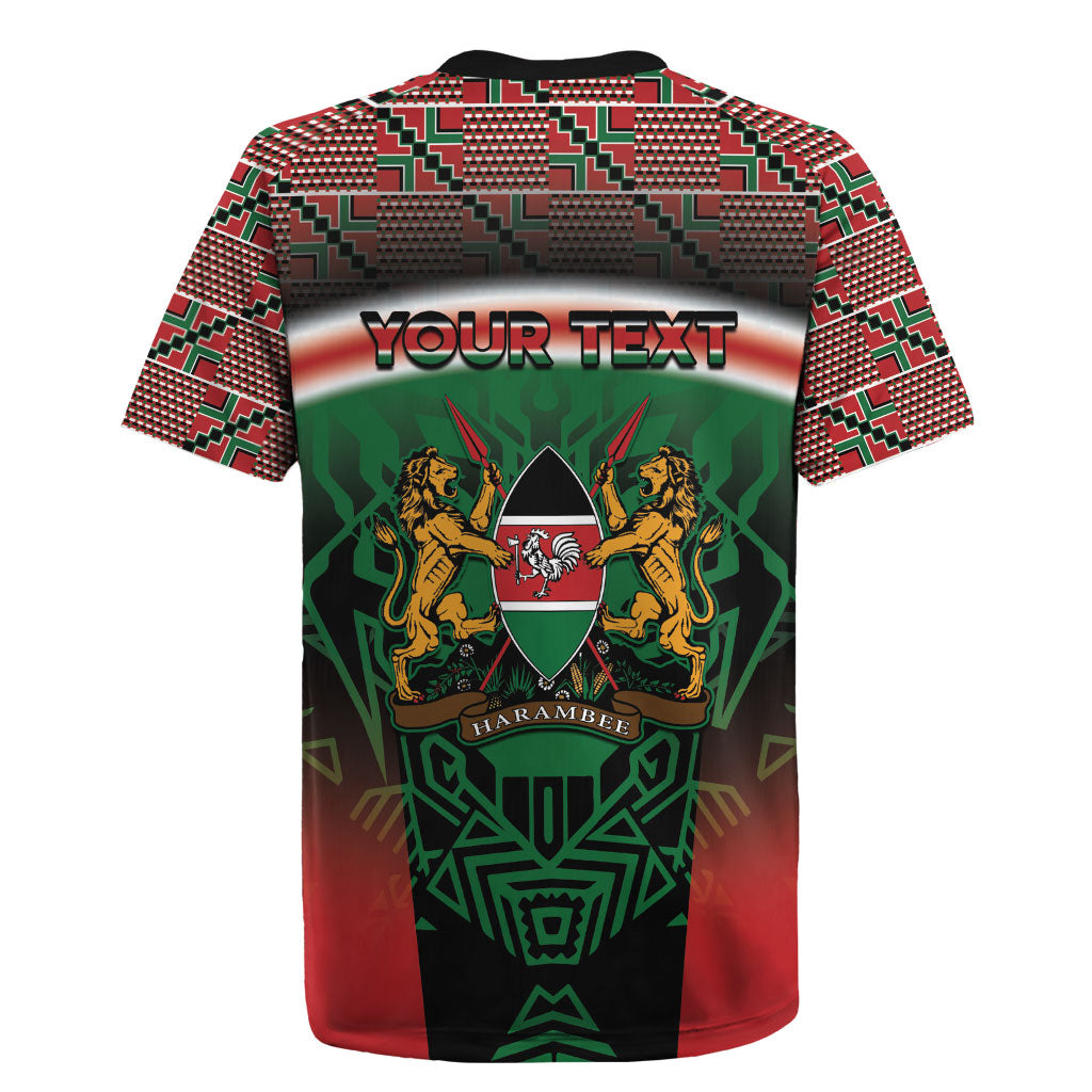 Personalized Kenya Independence Day Rugby Jersey Tribal Lion 1963 Maasai Beadwork