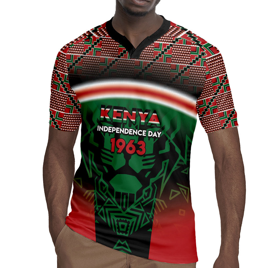 Personalized Kenya Independence Day Rugby Jersey Tribal Lion 1963 Maasai Beadwork
