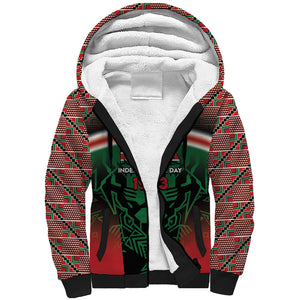 Personalized Kenya Independence Day Sherpa Hoodie Tribal Lion 1963 Maasai Beadwork