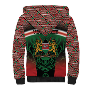 Personalized Kenya Independence Day Sherpa Hoodie Tribal Lion 1963 Maasai Beadwork