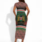 Personalized Kenya Independence Day Short Sleeve Bodycon Dress Tribal Lion 1963 Maasai Beadwork