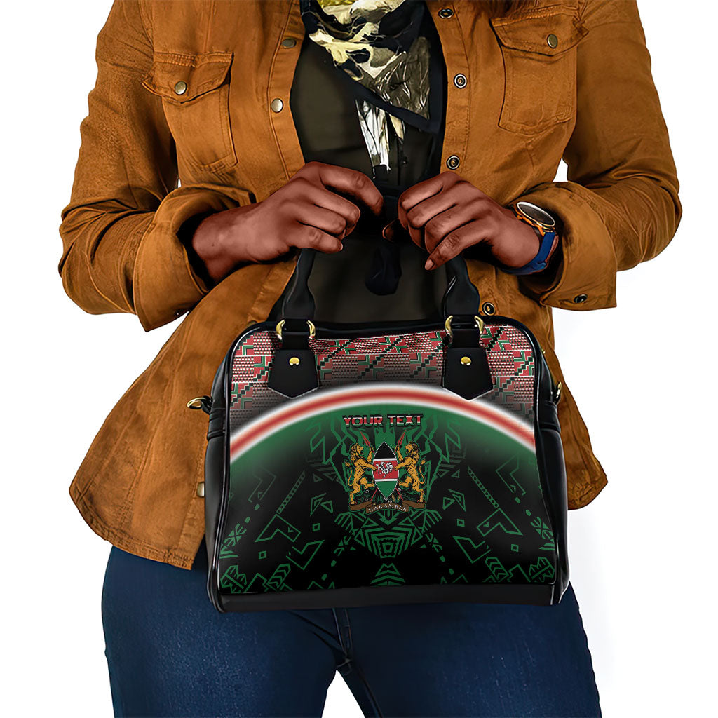 Personalized Kenya Independence Day Shoulder Handbag Tribal Lion 1963 Maasai Beadwork