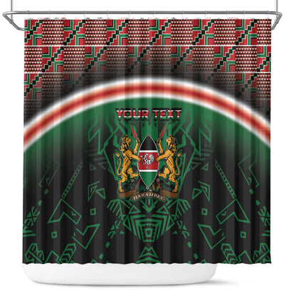Personalized Kenya Independence Day Shower Curtain Tribal Lion 1963 Maasai Beadwork