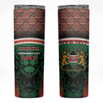 Personalized Kenya Independence Day Skinny Tumbler Tribal Lion 1963 Maasai Beadwork