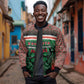 Personalized Kenya Independence Day Sleeve Zip Bomber Jacket Tribal Lion 1963 Maasai Beadwork