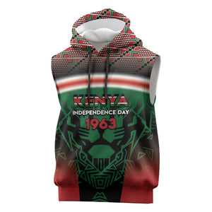 Personalized Kenya Independence Day Sleeveless Hoodie Tribal Lion 1963 Maasai Beadwork