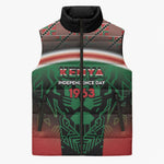 Personalized Kenya Independence Day Sleeveless Puffer Jacket Tribal Lion 1963 Maasai Beadwork