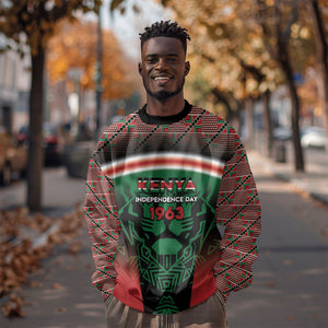Personalized Kenya Independence Day Sweatshirt Tribal Lion 1963 Maasai Beadwork