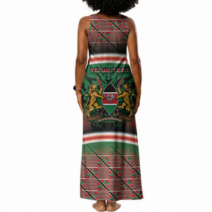 Personalized Kenya Independence Day Tank Maxi Dress Tribal Lion 1963 Maasai Beadwork