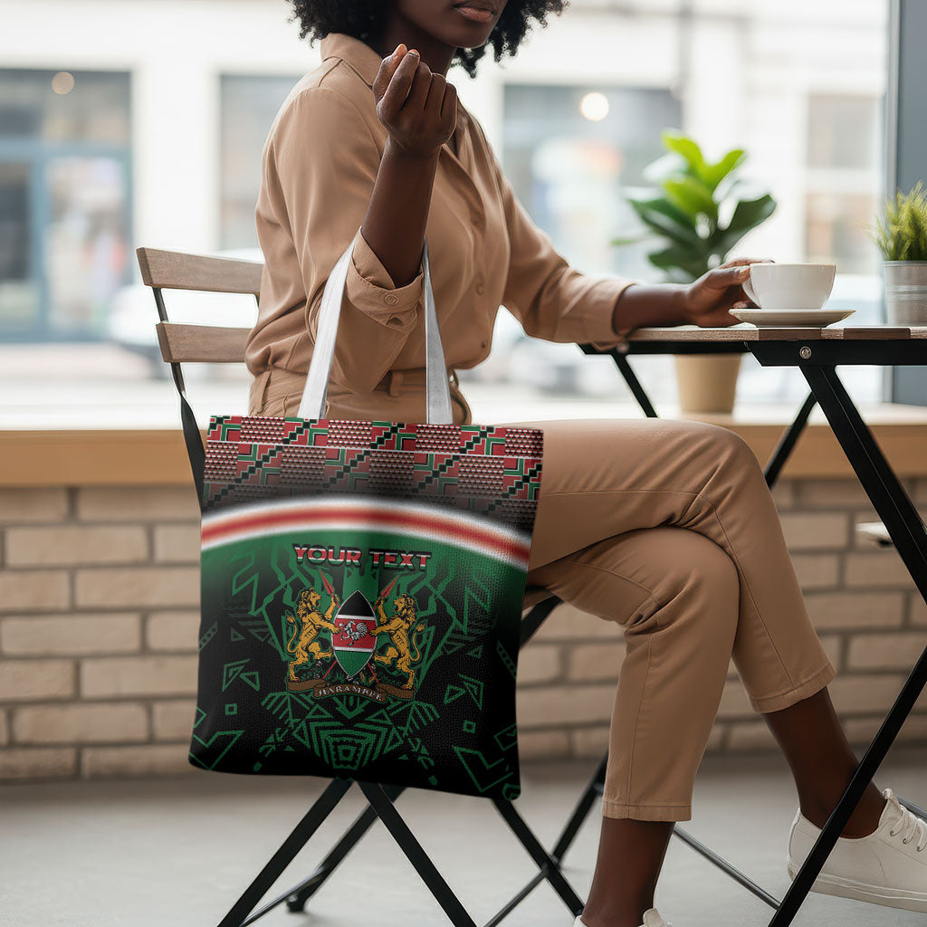 Personalized Kenya Independence Day Tote Bag Tribal Lion 1963 Maasai Beadwork