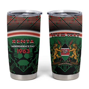 Personalized Kenya Independence Day Tumbler Cup Tribal Lion 1963 Maasai Beadwork