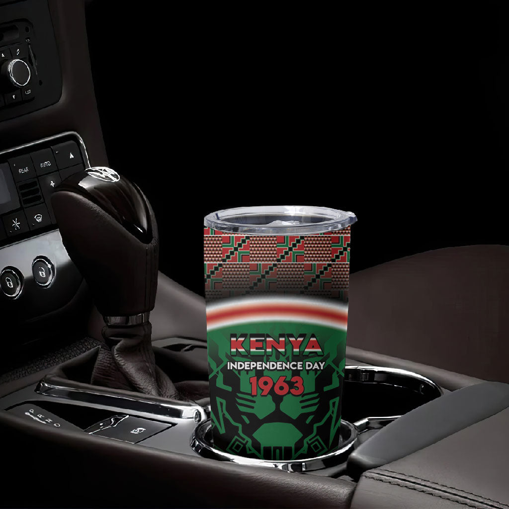 Personalized Kenya Independence Day Tumbler Cup Tribal Lion 1963 Maasai Beadwork