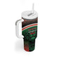 Personalized Kenya Independence Day Tumbler With Handle Tribal Lion 1963 Maasai Beadwork
