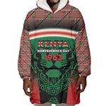 Personalized Kenya Independence Day Wearable Blanket Hoodie Tribal Lion 1963 Maasai Beadwork