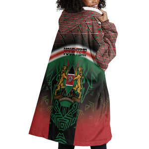 Personalized Kenya Independence Day Wearable Blanket Hoodie Tribal Lion 1963 Maasai Beadwork