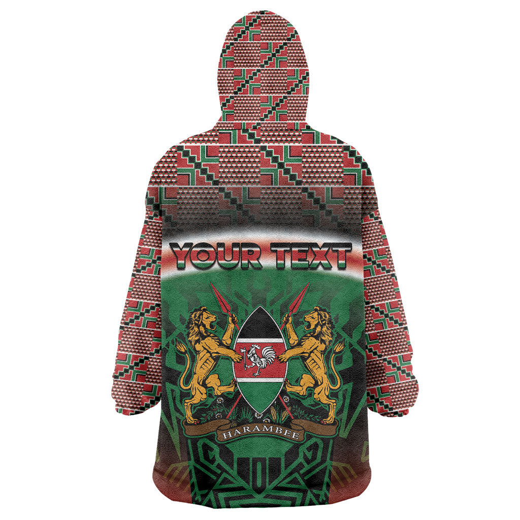 Personalized Kenya Independence Day Wearable Blanket Hoodie Tribal Lion 1963 Maasai Beadwork