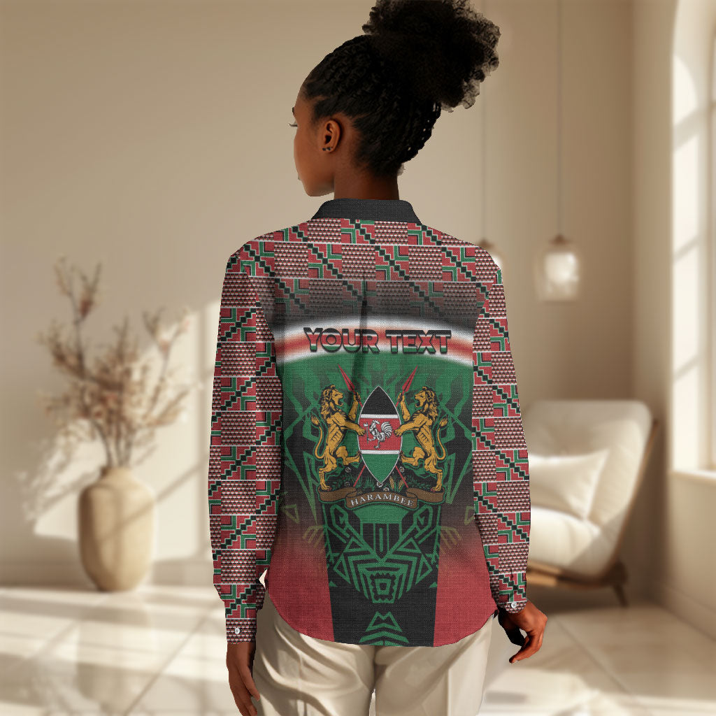 Personalized Kenya Independence Day Women Casual Shirt Tribal Lion 1963 Maasai Beadwork