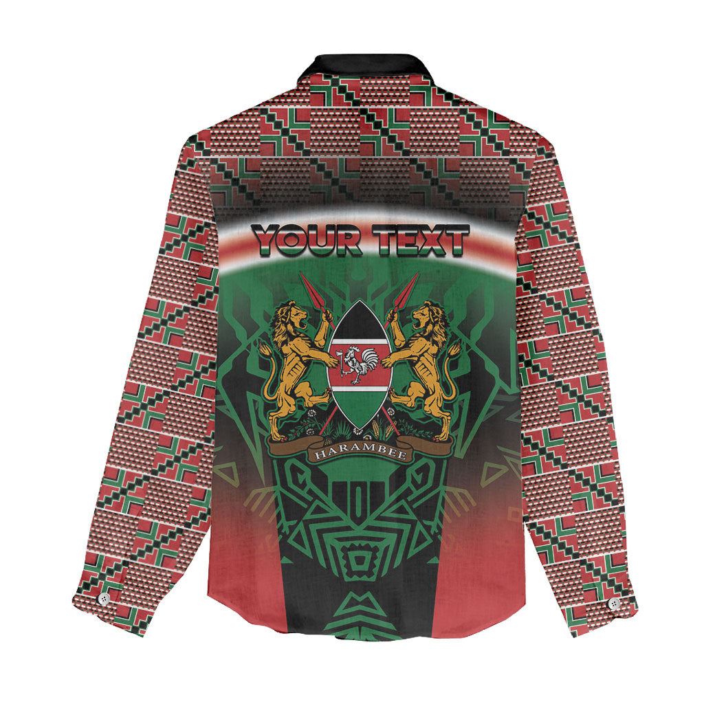 Personalized Kenya Independence Day Women Casual Shirt Tribal Lion 1963 Maasai Beadwork