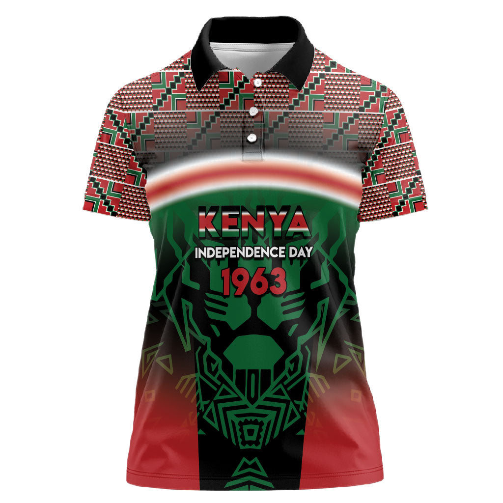 Personalized Kenya Independence Day Women Polo Shirt Tribal Lion 1963 Maasai Beadwork