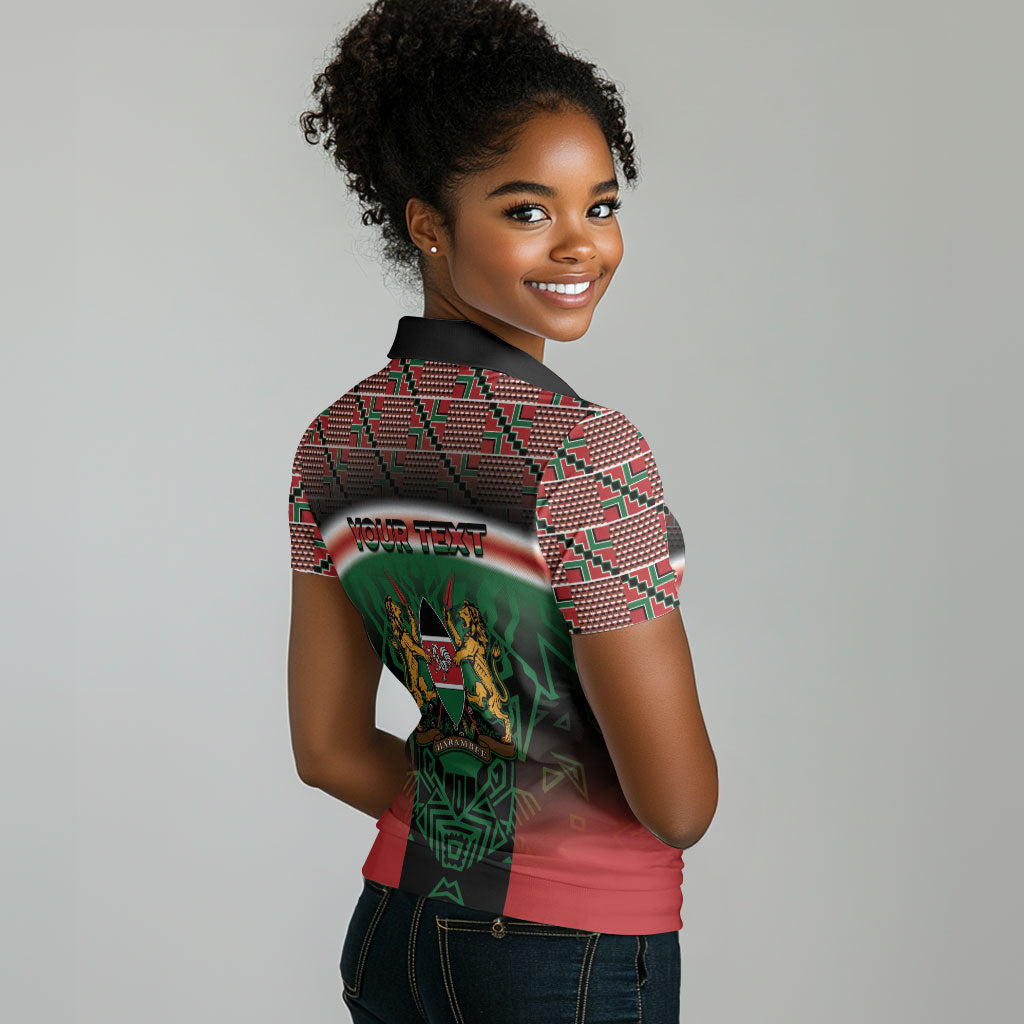 Personalized Kenya Independence Day Women Polo Shirt Tribal Lion 1963 Maasai Beadwork