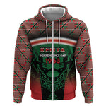 Personalized Kenya Independence Day Zip Hoodie Tribal Lion 1963 Maasai Beadwork