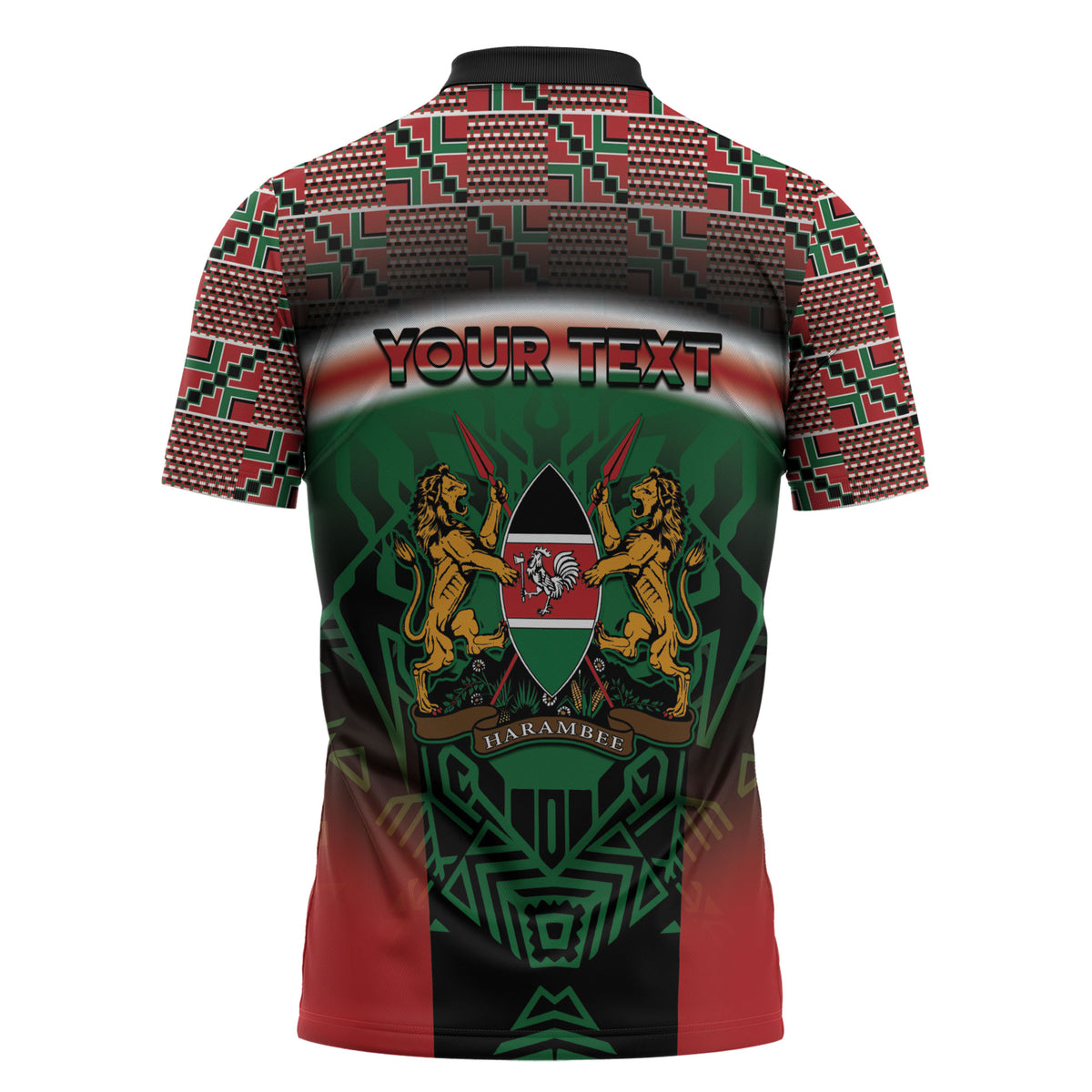 Personalized Kenya Independence Day Zipper Polo Shirt Tribal Lion 1963 Maasai Beadwork