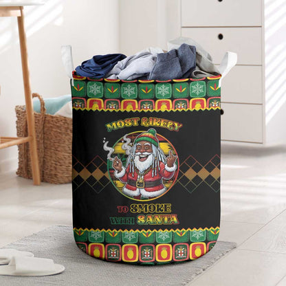 Afro-Jamaicans Christmas Laundry Basket Most Likely To Smoke With Santa - African Pride