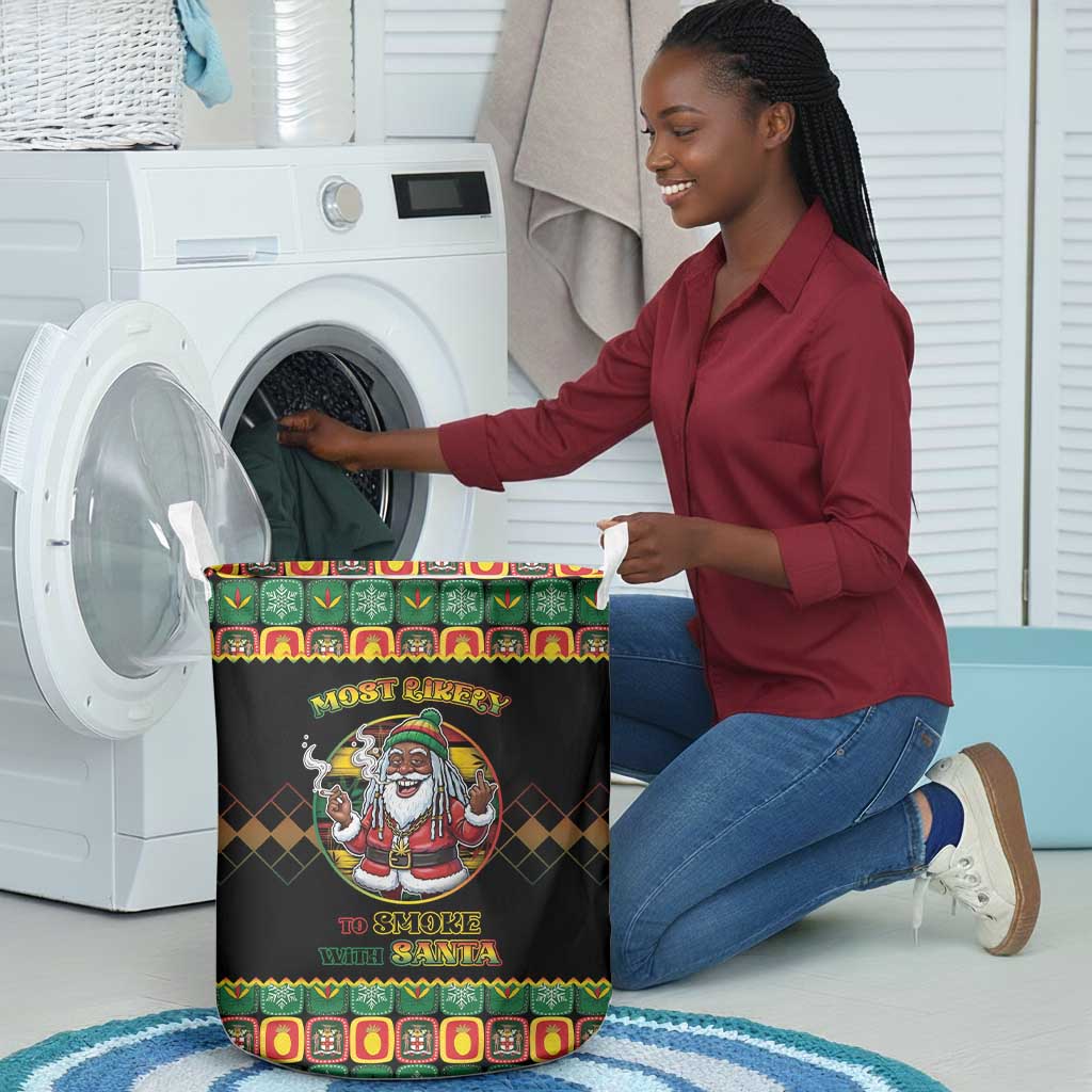 Afro-Jamaicans Christmas Laundry Basket Most Likely To Smoke With Santa - African Pride
