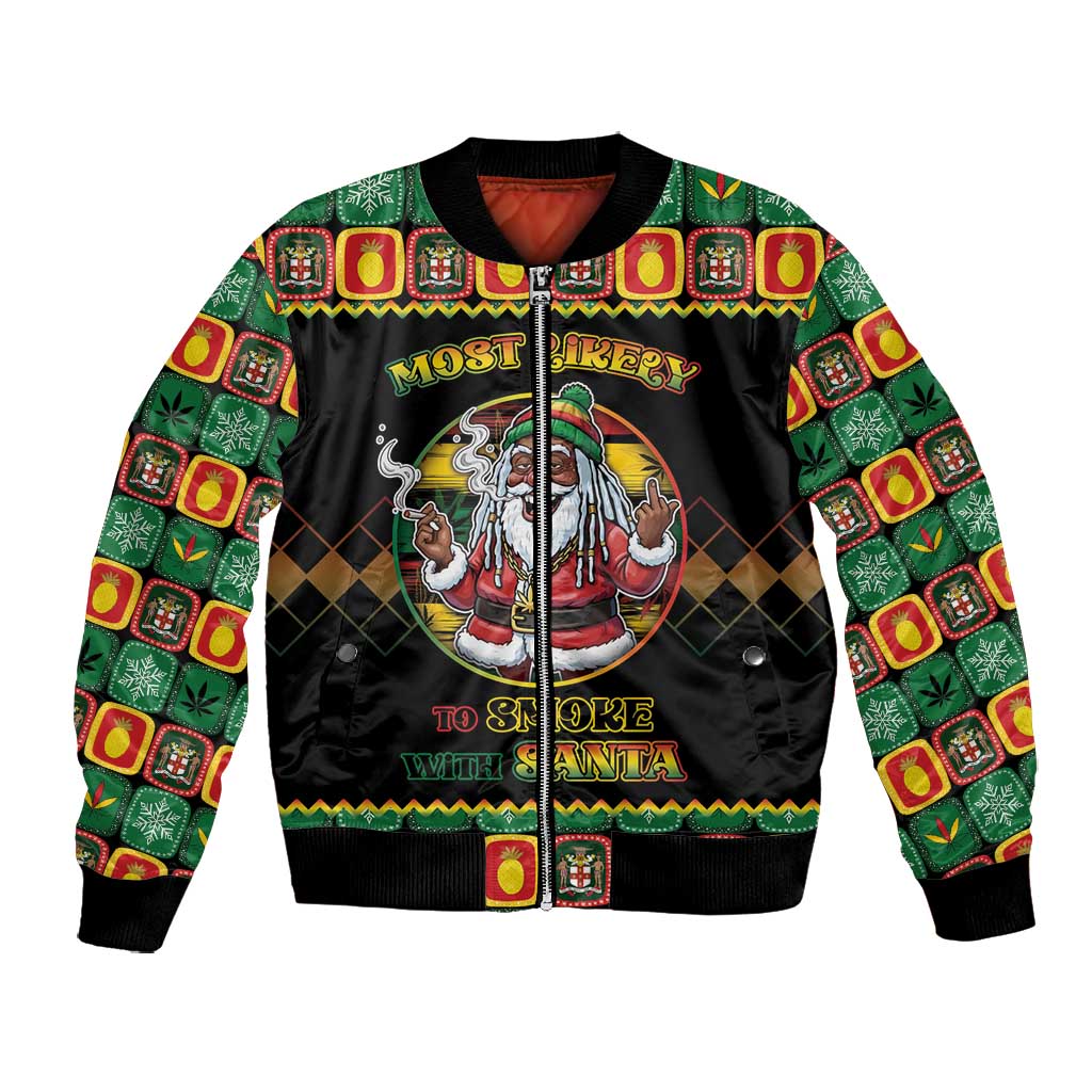 Afro-Jamaicans Christmas Bomber Jacket Most Likely To Smoke With Santa - African Pride