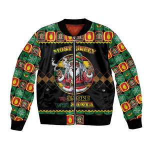 Afro-Jamaicans Christmas Bomber Jacket Most Likely To Smoke With Santa - African Pride