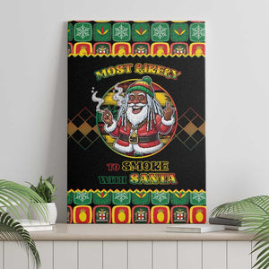 Afro-Jamaicans Christmas Canvas Wall Art Most Likely To Smoke With Santa - African Pride