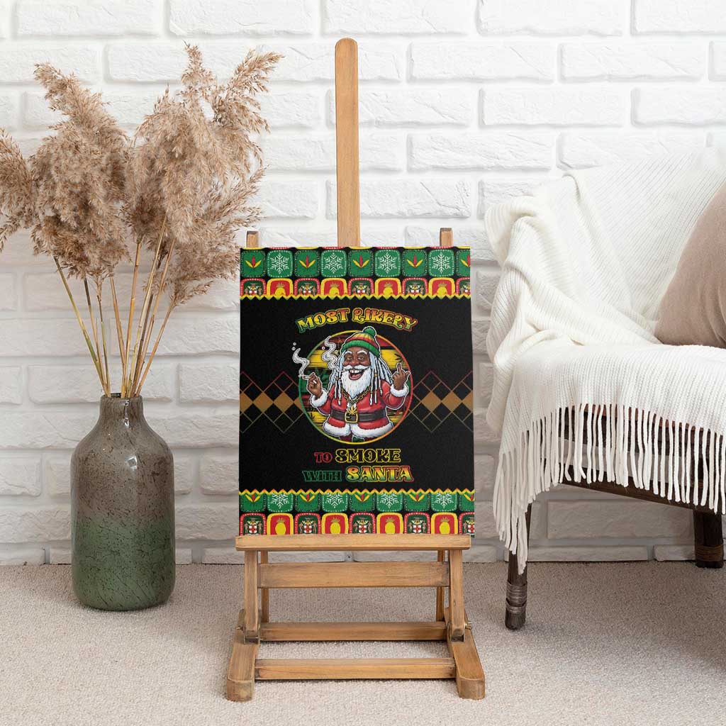 Afro-Jamaicans Christmas Canvas Wall Art Most Likely To Smoke With Santa - African Pride