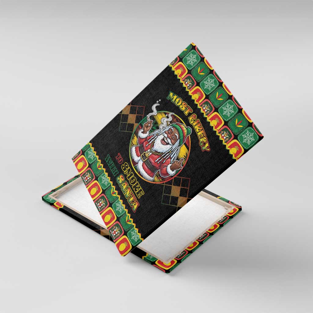 Afro-Jamaicans Christmas Canvas Wall Art Most Likely To Smoke With Santa - African Pride