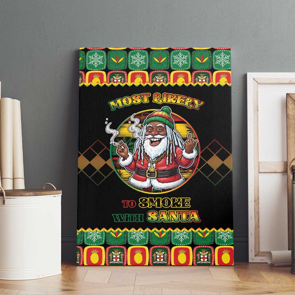 Afro-Jamaicans Christmas Canvas Wall Art Most Likely To Smoke With Santa - African Pride