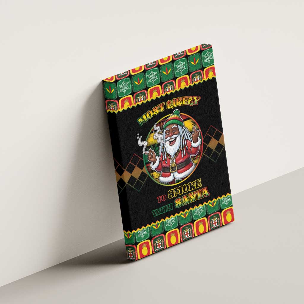 Afro-Jamaicans Christmas Canvas Wall Art Most Likely To Smoke With Santa - African Pride