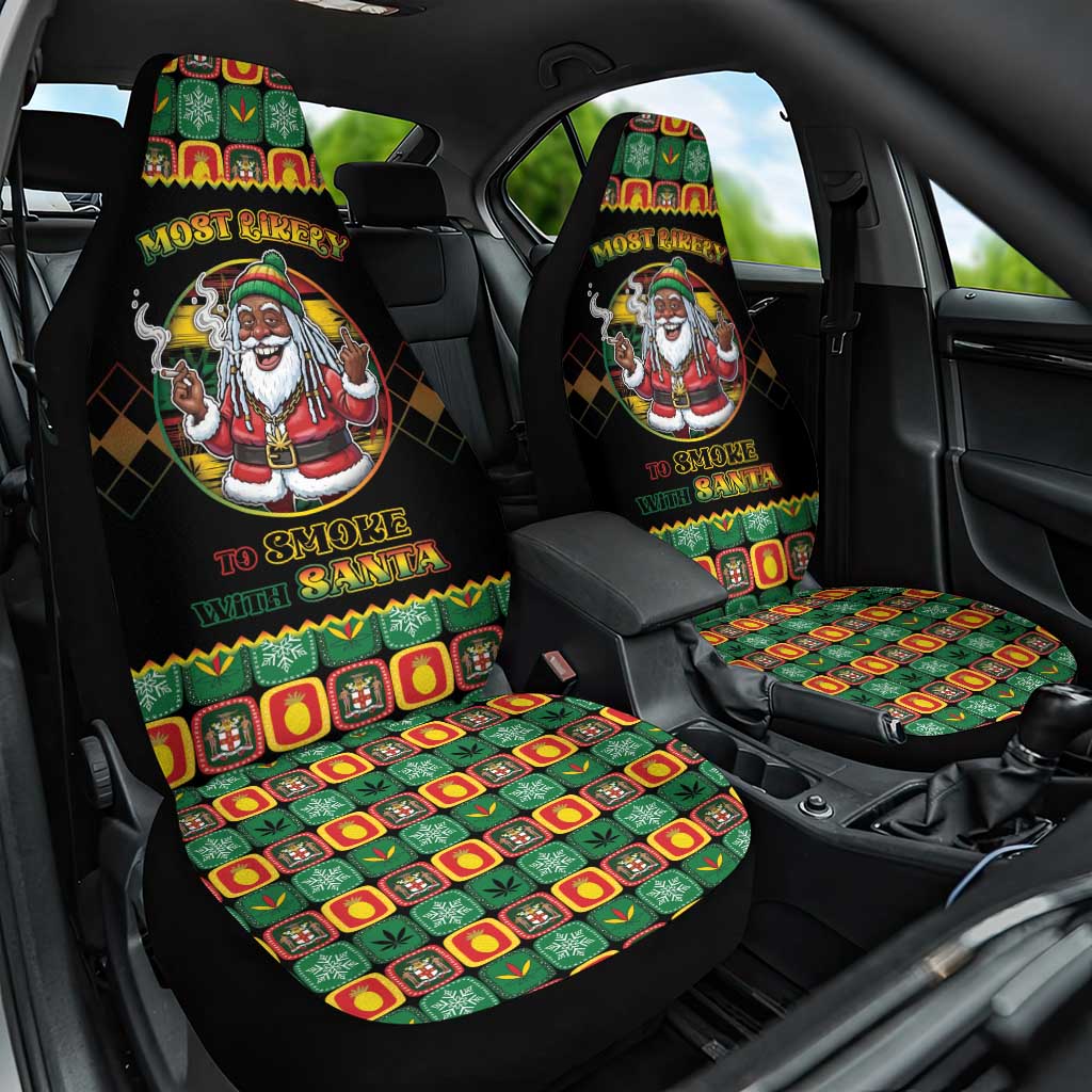 Afro-Jamaicans Christmas Car Seat Cover Most Likely To Smoke With Santa - African Pride